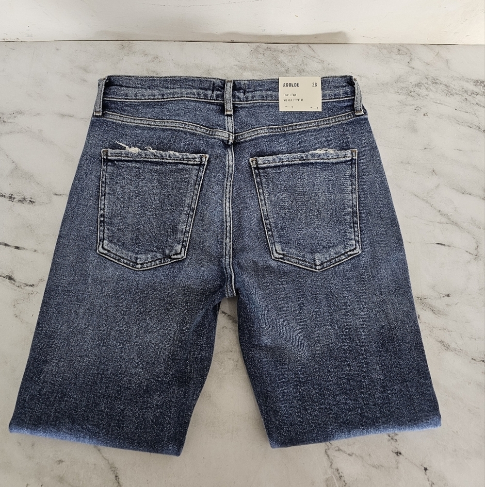 AGOLDE Toni Mid Rise Straight Leg Distressed Blue Jeans 28 NWT - Picture 6 of 8